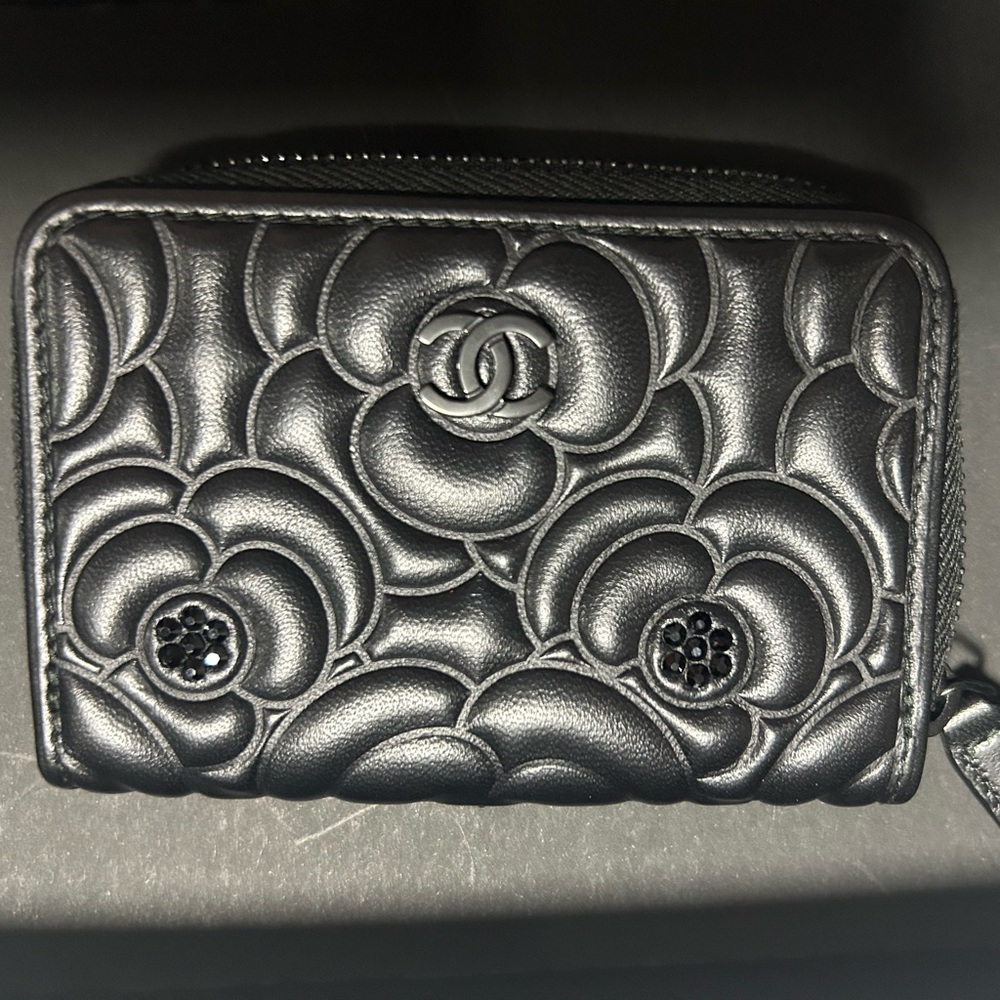 Chanel Black Floral Wallet